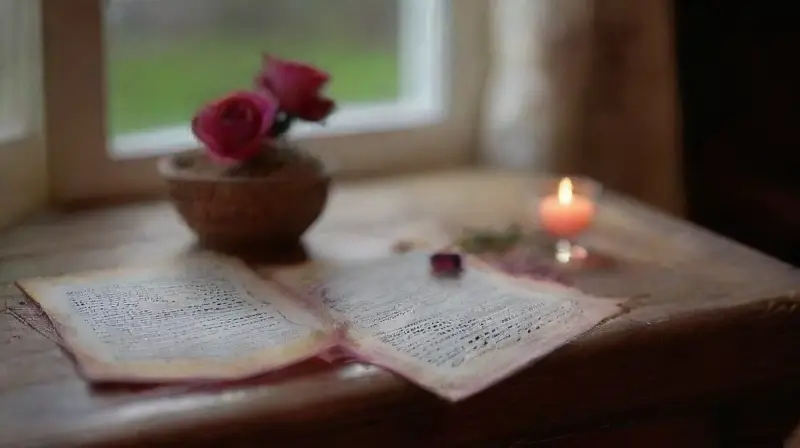 Imagen mística de ritual romántico al crepúsculo