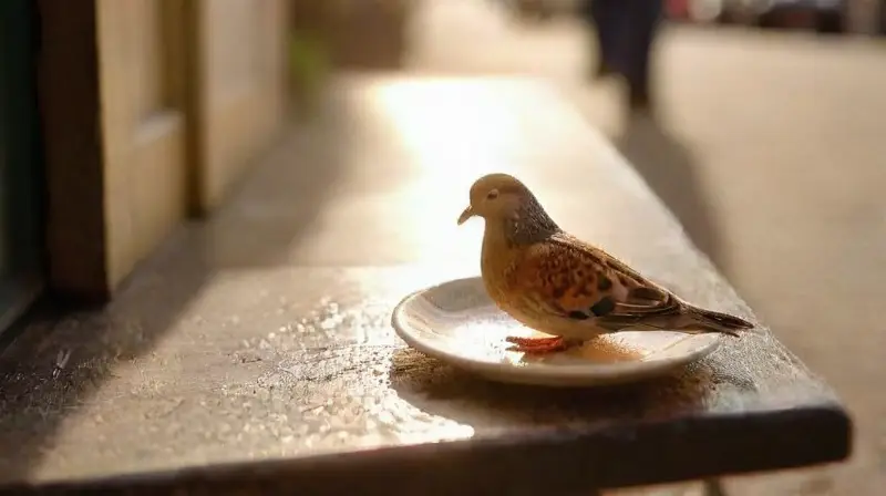 Una pareja conversa en una terraza soleada