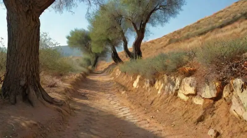 Un camino serpentea por un campo soleado