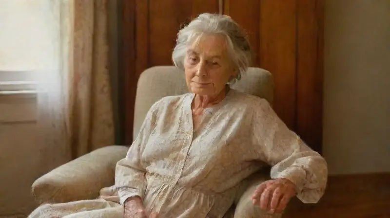 Una anciana recuerda en su sillón