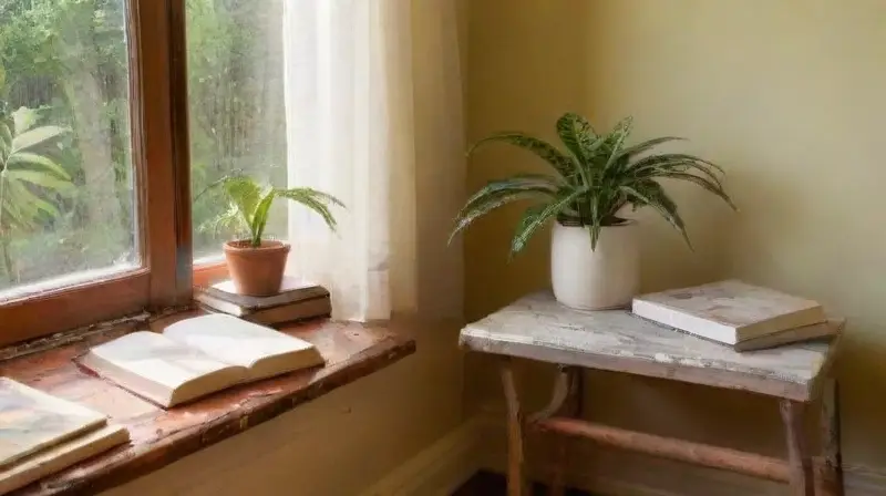 Sala soleada con ambiente cálido y creativo