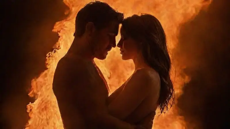 Una pareja apasionada arde entre llamas