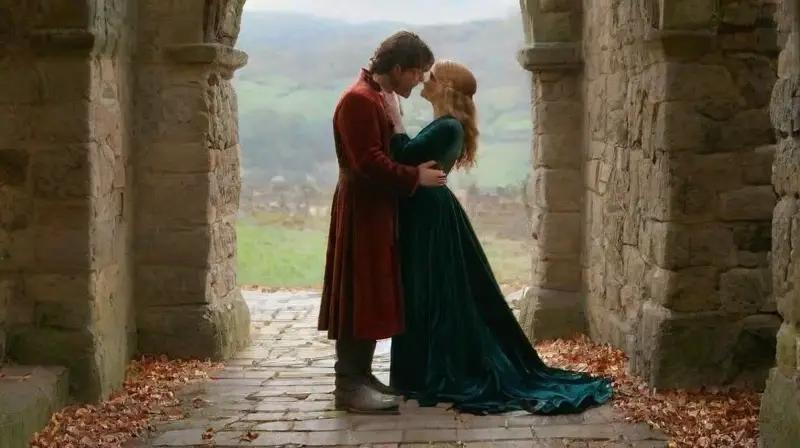 Pareja medieval declara amor en castillo soleado