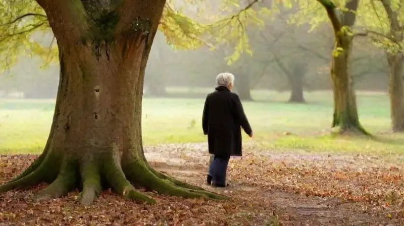 Pareja anciana comparte amor en parque