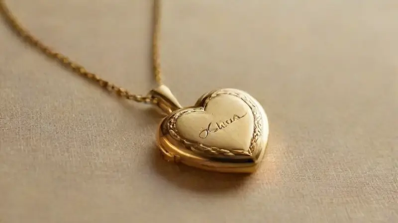 Collar dorado con corazón en terciopelo cremoso
