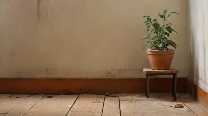 Una habitación sombría con una silla vacía