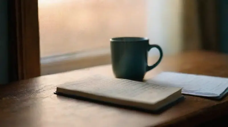 Escritorio íntimo al crepúsculo con melancolía