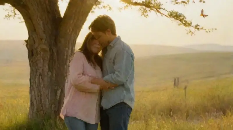 Una pareja en un prado soleado
