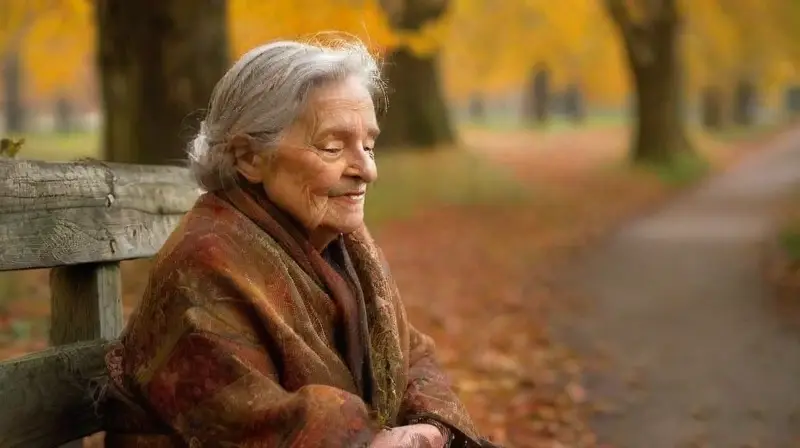 Anciana solitaria en parque