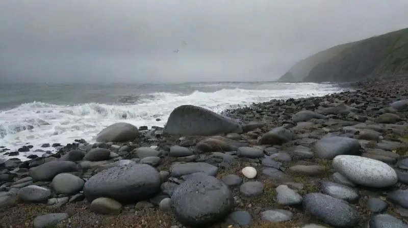 Un paisaje marino melancólico con figura solitaria