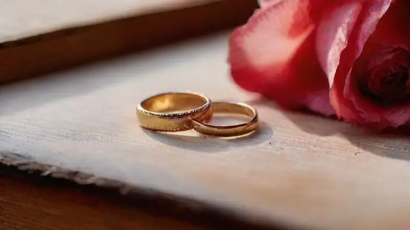 Anillos de boda brillan con amor eterno