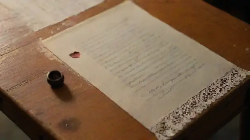 Un escritorio antiguo sostiene una carta nostálgica
