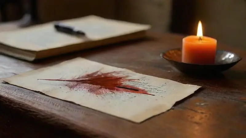 Escena dramática con tinta como sangre