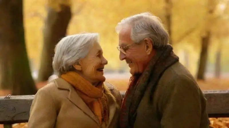 Anciana pareja refleja amor eterno en parque