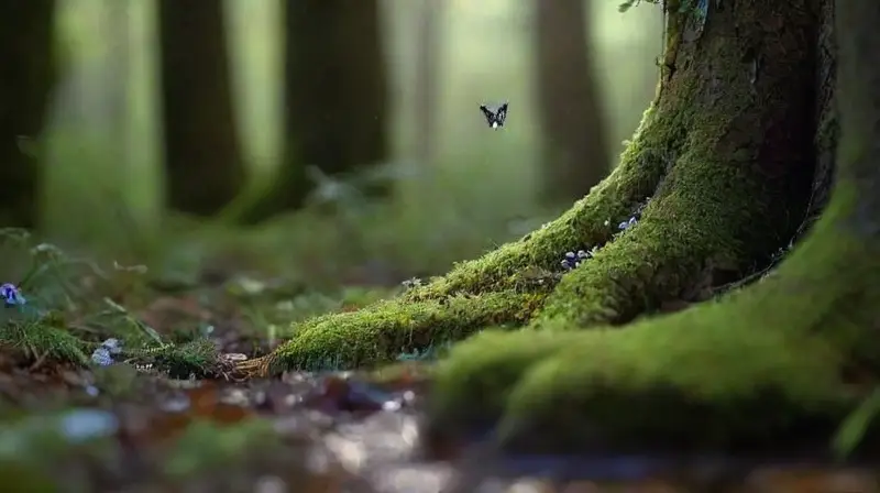 Mariposas brillan en un claro lunar