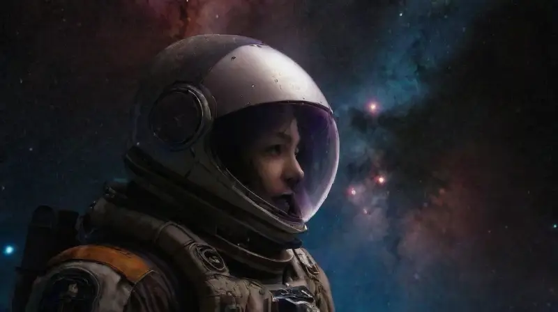 Dos astronautas conectan en un cosmos infinito