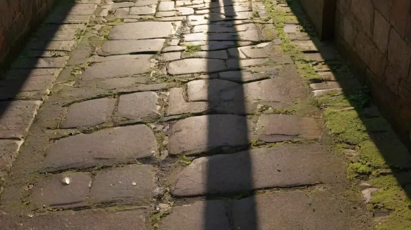Amantes flotan abrazados sobre calles adoquinadas