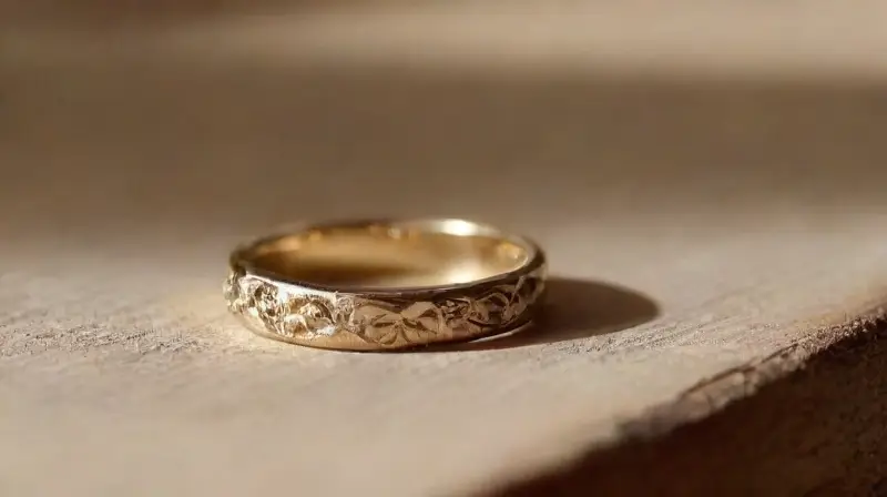Dos anillos brillan sobre madera antigua
