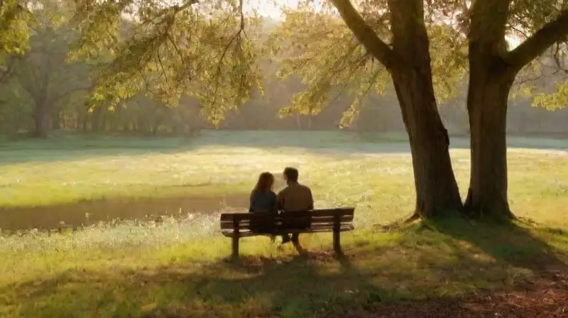 Pareja en parque refleja confianza y libertad