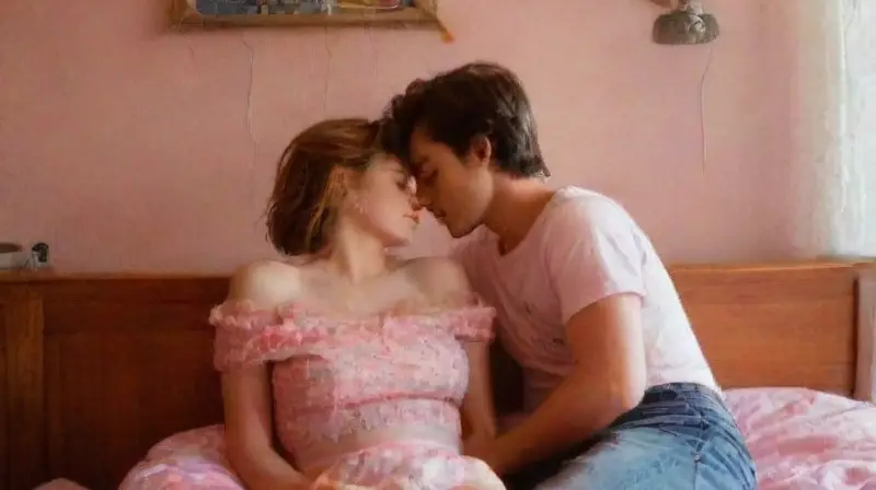 Escena nostálgica de amor ochentero en dormitorio