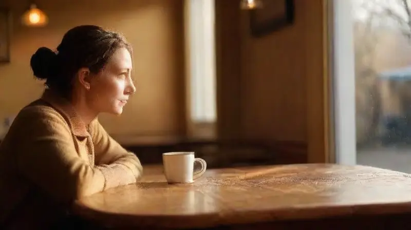 Dos personas conectan intensamente en un café