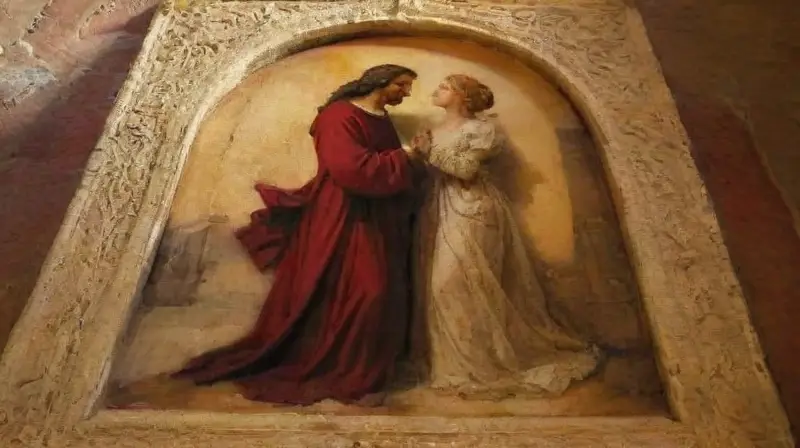 Imagen realista de amor eterno en catedral