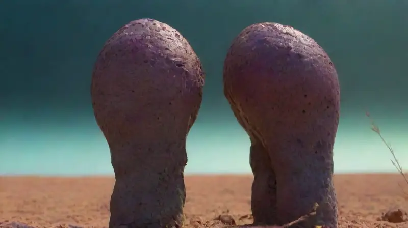 Un paisaje alienígena fascina a dos figuras