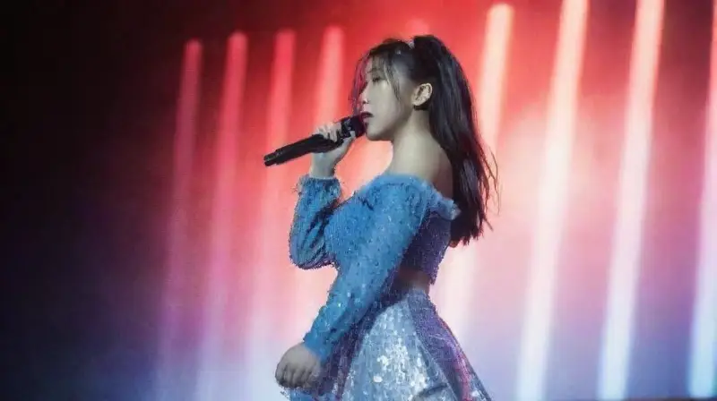 Concierto K-pop vibrante con ídolo deslumbrante