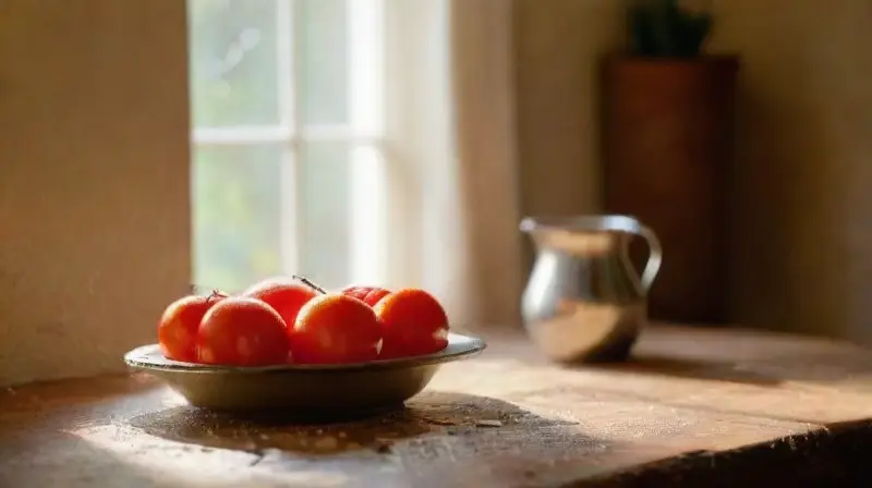 Escena cálida de cocina soleada y acogedora