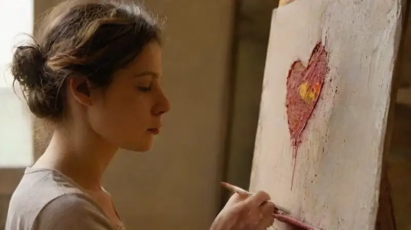 Artista pinta amor con profunda emoción